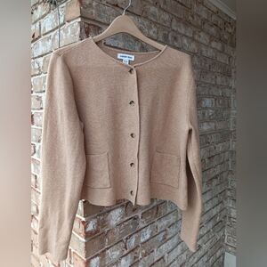 Lands End Camel Button-Up Cardigan